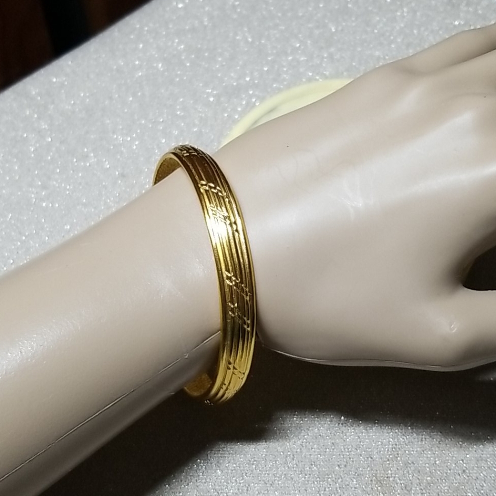 Vintage Greek Motif Bracelet Gold Plated Pewter